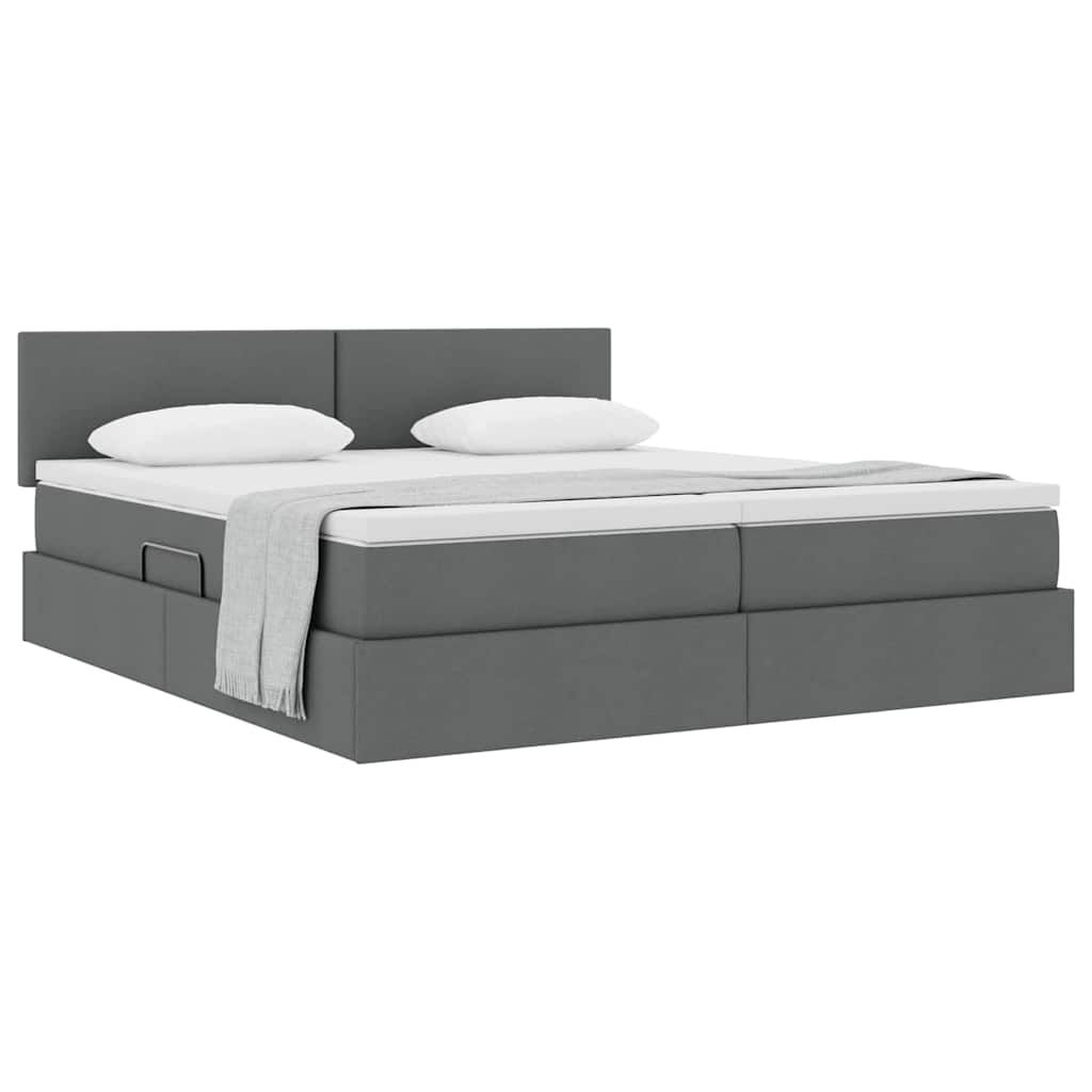 vidaXL Κρεβάτι Αποθήκης Σκούρο Γκρι 180 x 200 cm Τεχνητό Δέρμα