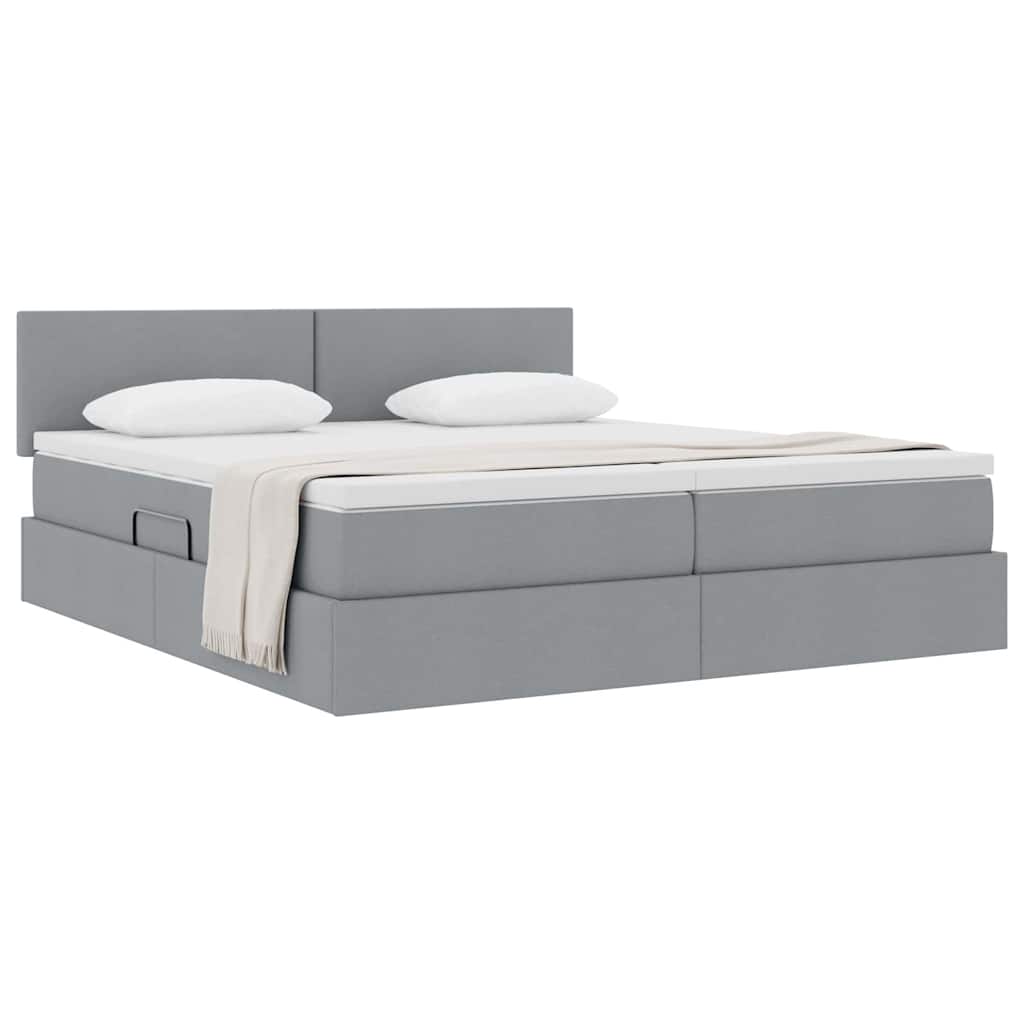 vidaXL Κρεβάτι Αποθήκης Ανοιχτό γκρι 200 x 200 cm Τεχνητό Δέρμα