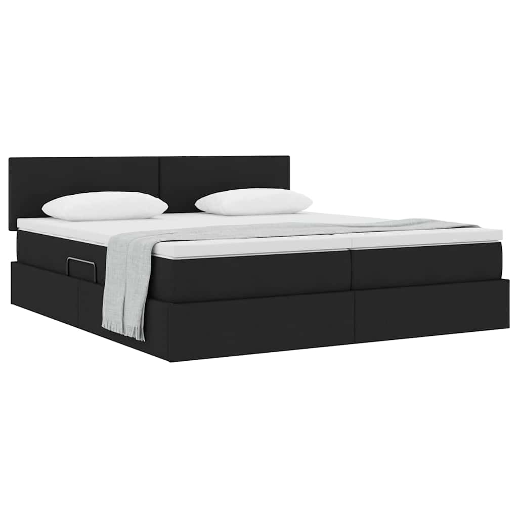 vidaXL Κρεβάτι Αποθήκης με στρώμα Μαύρο 200 x 200 cm Τεχνητό Δέρμα