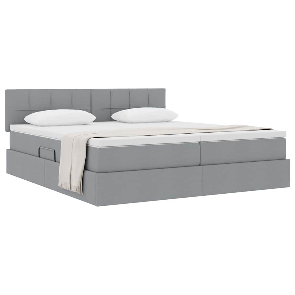vidaXL Κρεβάτι Αποθήκης Ανοιχτό γκρι 200 x 200 cm Τεχνητό Δέρμα