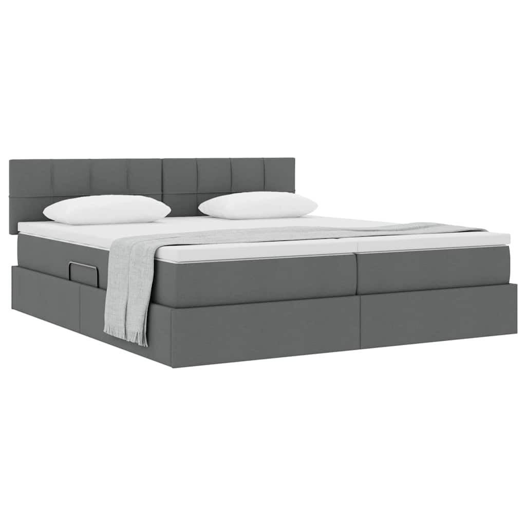 vidaXL Κρεβάτι Αποθήκης Σκούρο Γκρι 200 x 200 cm Τεχνητό Δέρμα