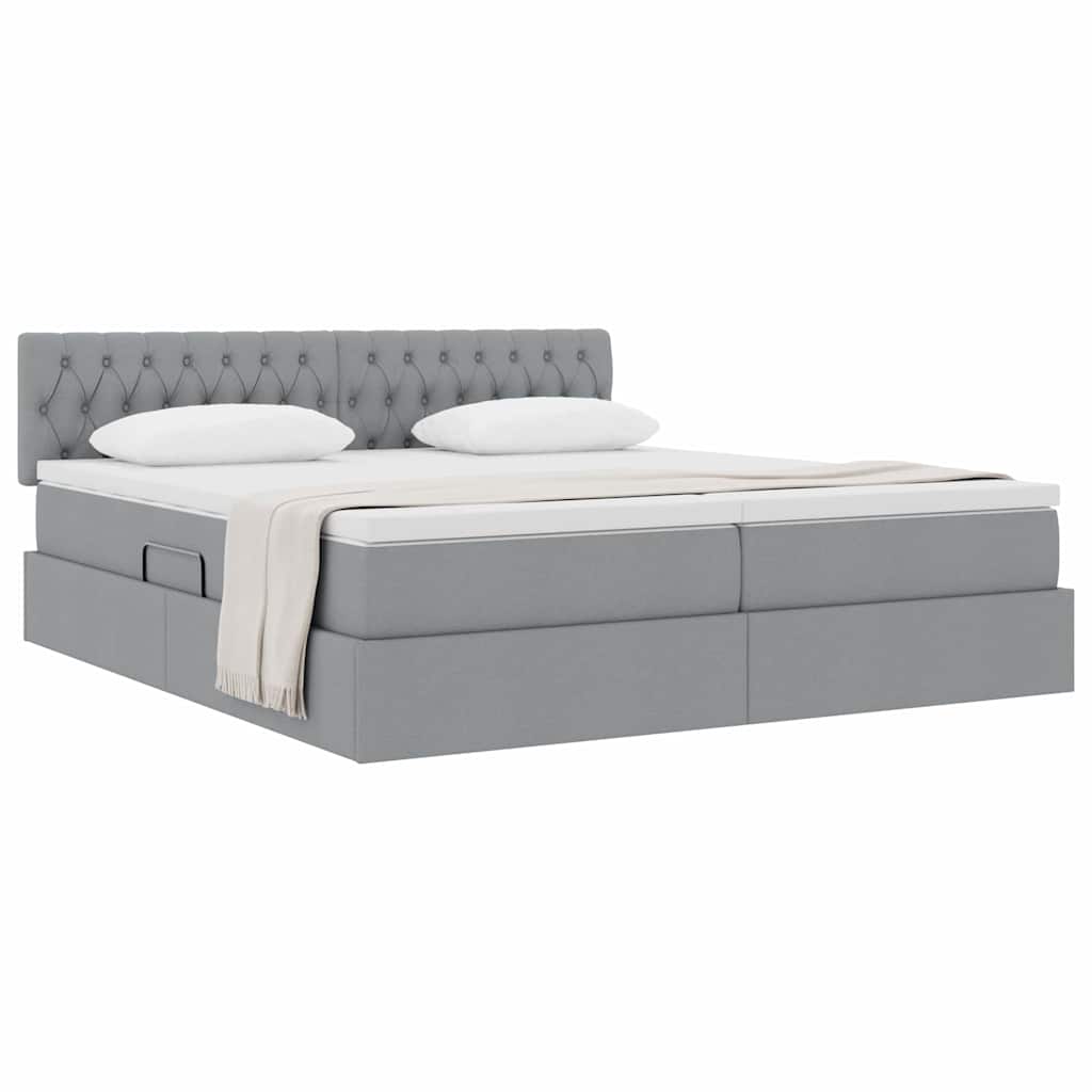 vidaXL Κρεβάτι Αποθήκης Ανοιχτό γκρι 180 x 200 cm Τεχνητό Δέρμα