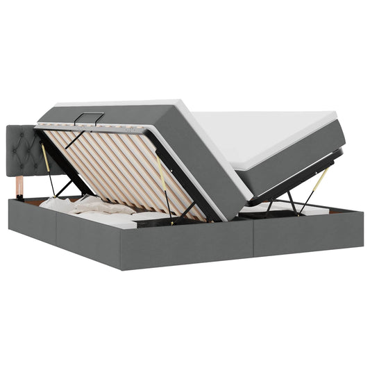 vidaXL Κρεβάτι Αποθήκης Σκούρο Γκρι 180 x 200 cm Τεχνητό Δέρμα