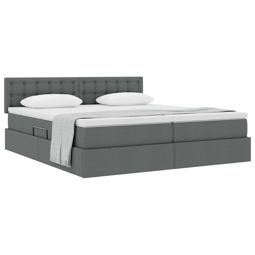 vidaXL Κρεβάτι Αποθήκης Σκούρο Γκρι 180 x 200 cm Τεχνητό Δέρμα