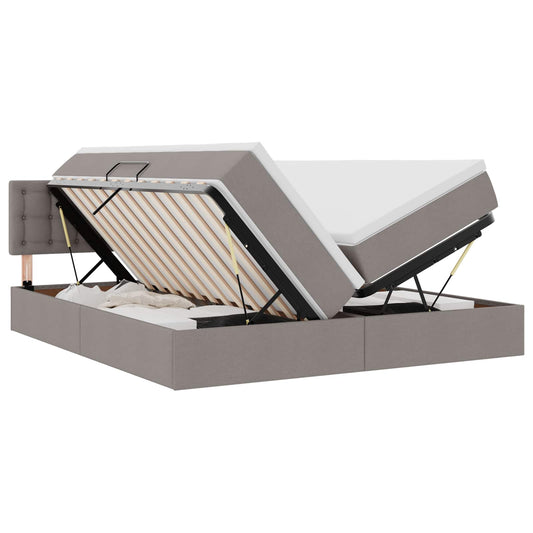 vidaXL Κρεβάτι Αποθήκης με στρώμα Taupe 200 x 200 cm Τεχνητό Δέρμα