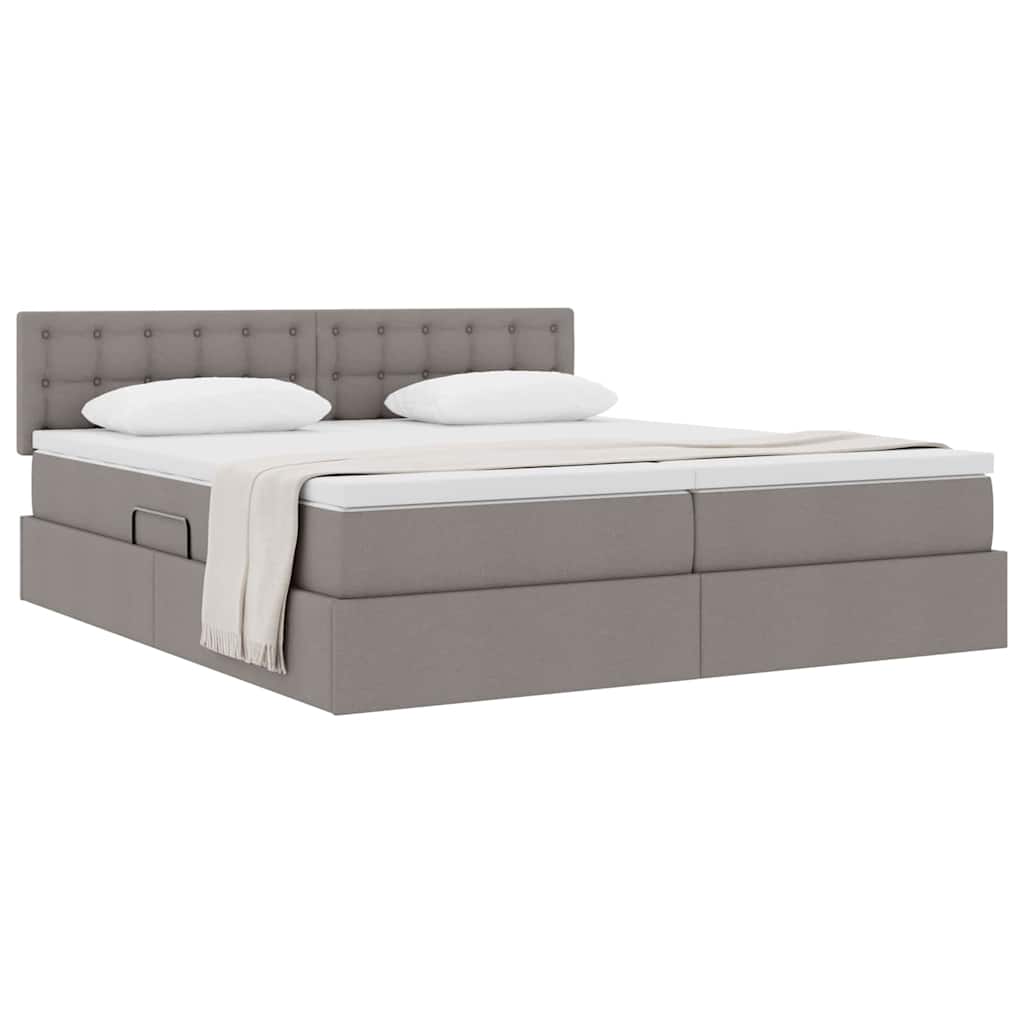 vidaXL Κρεβάτι Αποθήκης με στρώμα Taupe 200 x 200 cm Τεχνητό Δέρμα