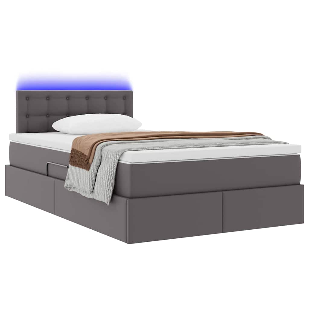 vidaXL Κρεβάτι με αποθηκευτικό χώρο και LED Γκρι 120 x 190 cm