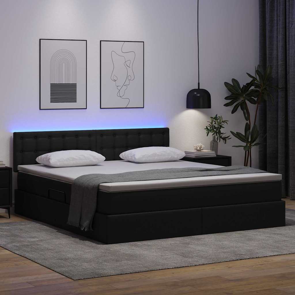 vidaXL Κρεβάτι με αποθηκευτικό χώρο και LED με led Μαύρο 160 x 200 cm