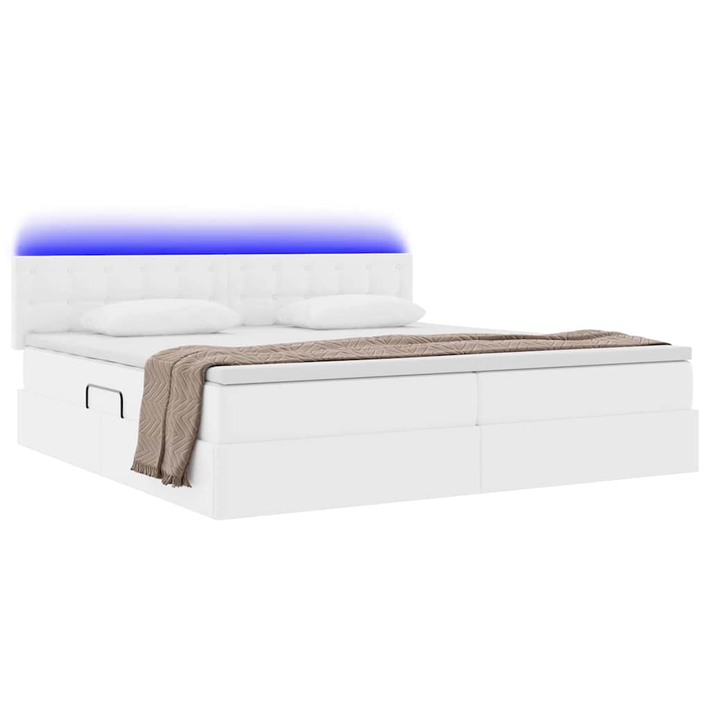 vidaXL Κρεβάτι με αποθηκευτικό χώρο και LED Ανοιχτό γκρι 200 x 200 cm