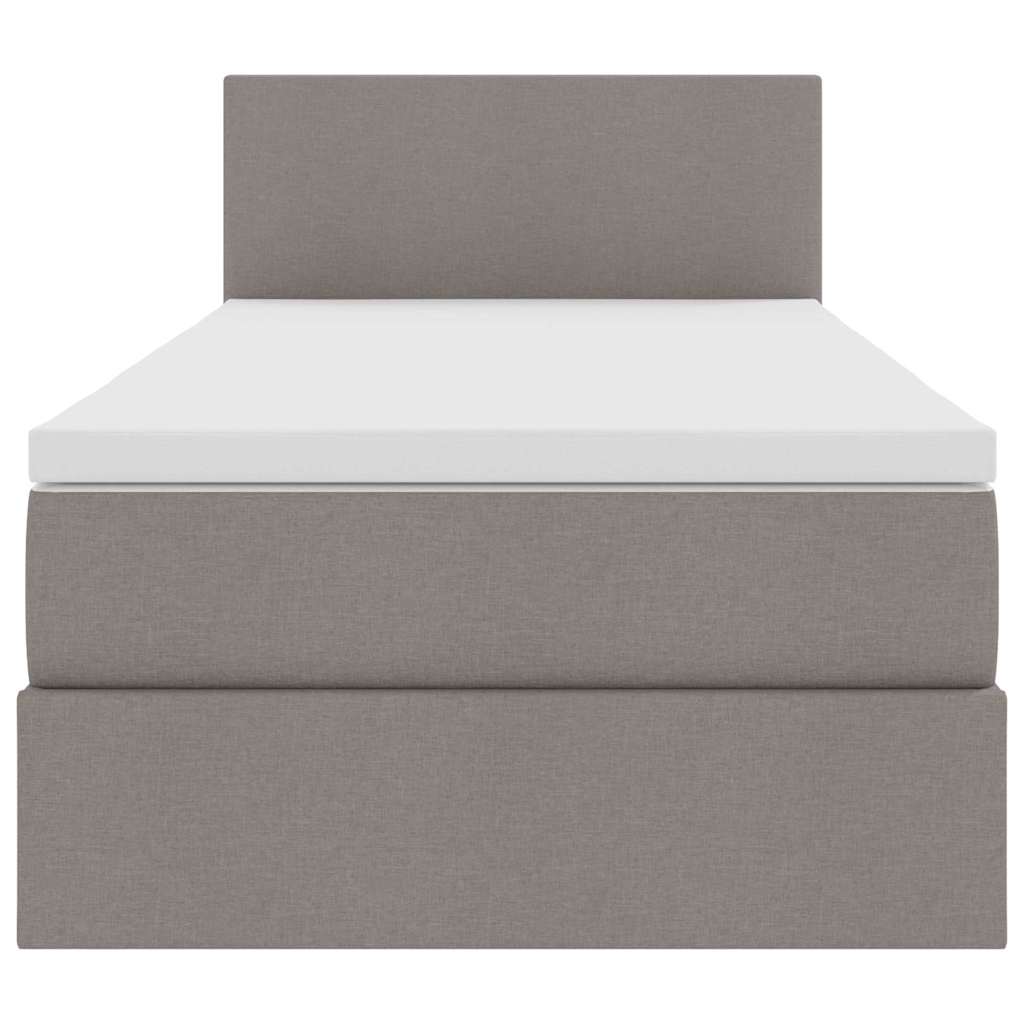 vidaXL LED Κρεβάτι αποθήκευσης με στρώμα Taupe 100 x 200 cm Ύφασμα