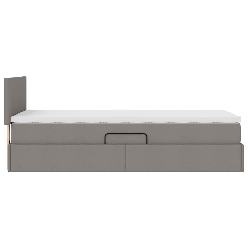 vidaXL LED Κρεβάτι αποθήκευσης με στρώμα Taupe 100 x 200 cm Ύφασμα