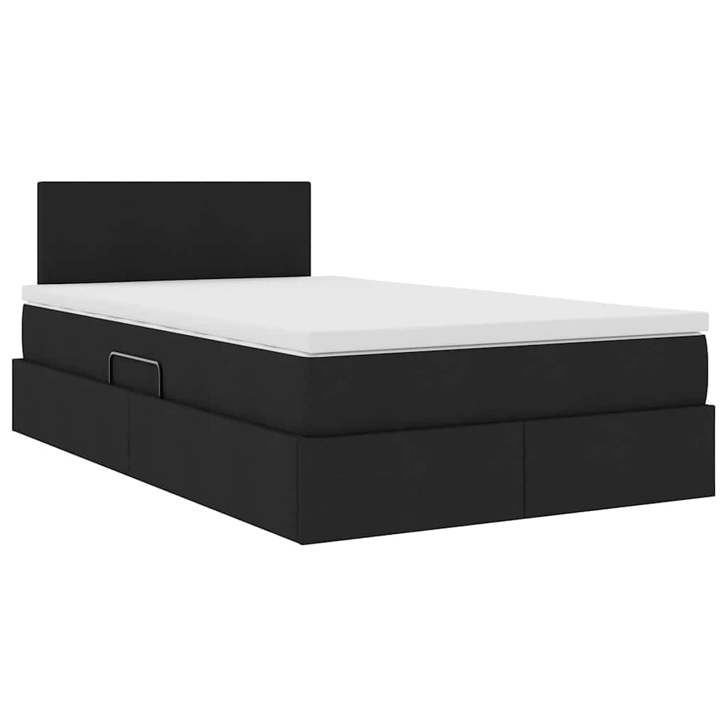vidaXL LED Κρεβάτι αποθήκευσης με στρώμα Μαύρο 120 x 200 cm Ύφασμα