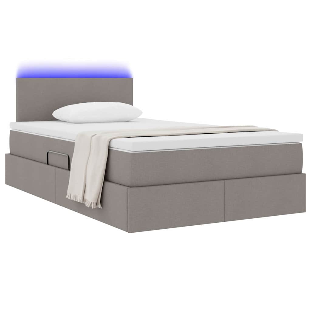 vidaXL LED Κρεβάτι αποθήκευσης με στρώμα Taupe 120 x 200 cm Ύφασμα