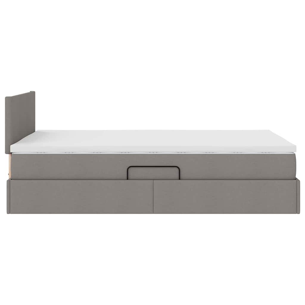 vidaXL LED Κρεβάτι αποθήκευσης με στρώμα Taupe 120 x 200 cm Ύφασμα