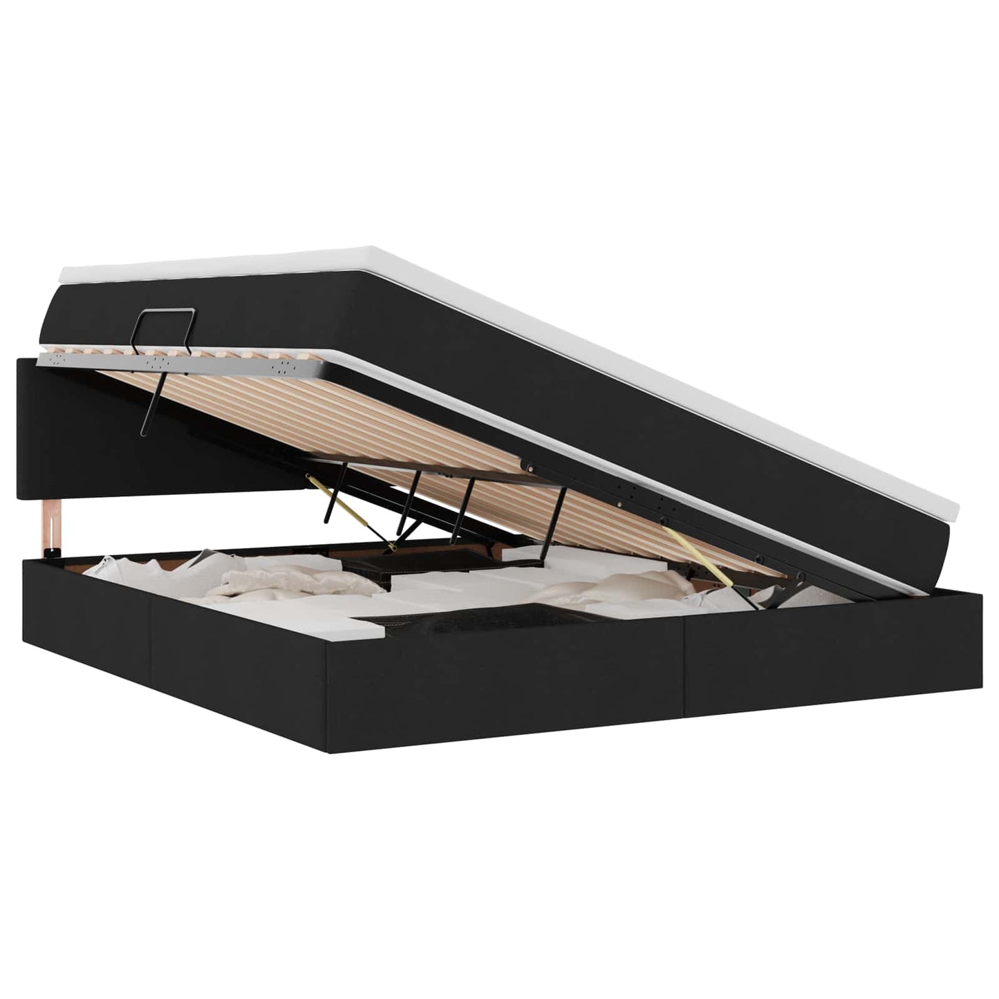 vidaXL LED Κρεβάτι αποθήκευσης με στρώμα Μαύρο 180 x 200 cm Ύφασμα