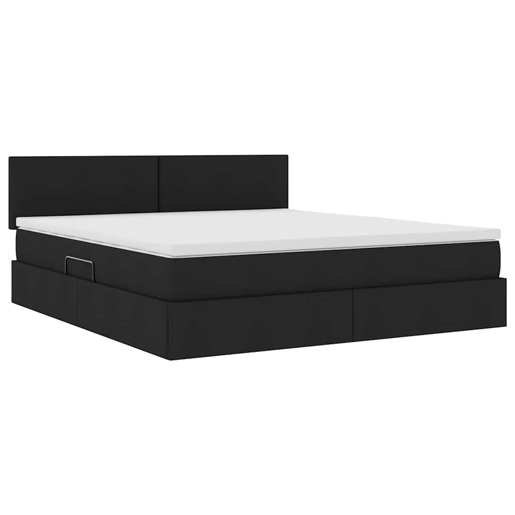 vidaXL LED Κρεβάτι αποθήκευσης με στρώμα Μαύρο 180 x 200 cm Ύφασμα