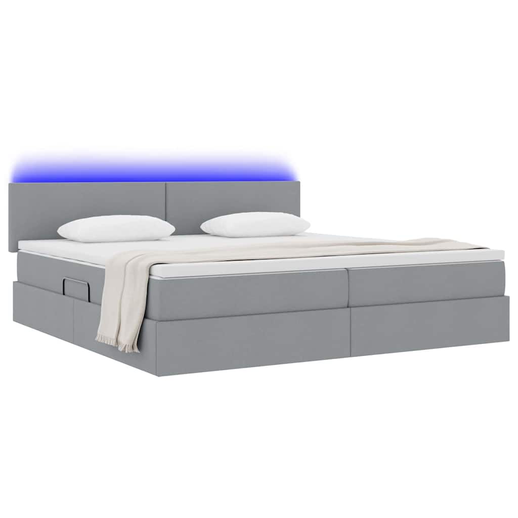 vidaXL LED Κρεβάτι αποθήκευσης με στρώμα Ανοιχτό γκρι 200 x 200 cm