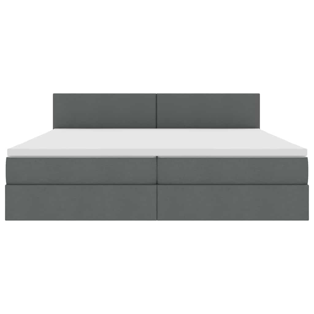vidaXL LED Κρεβάτι αποθήκευσης με στρώμα Σκούρο Γκρι 200 x 200 cm