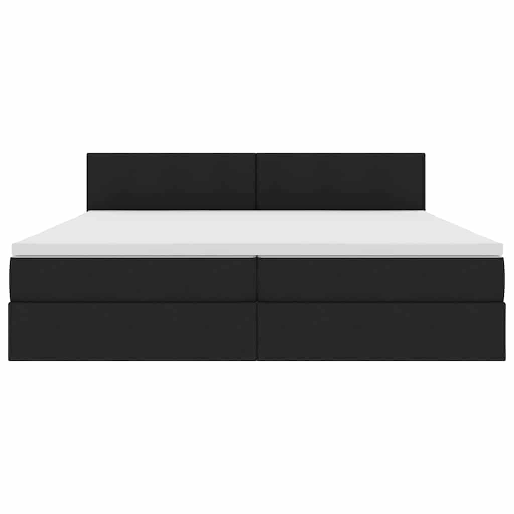 vidaXL LED Κρεβάτι αποθήκευσης με στρώμα Μαύρο 200 x 200 cm Ύφασμα