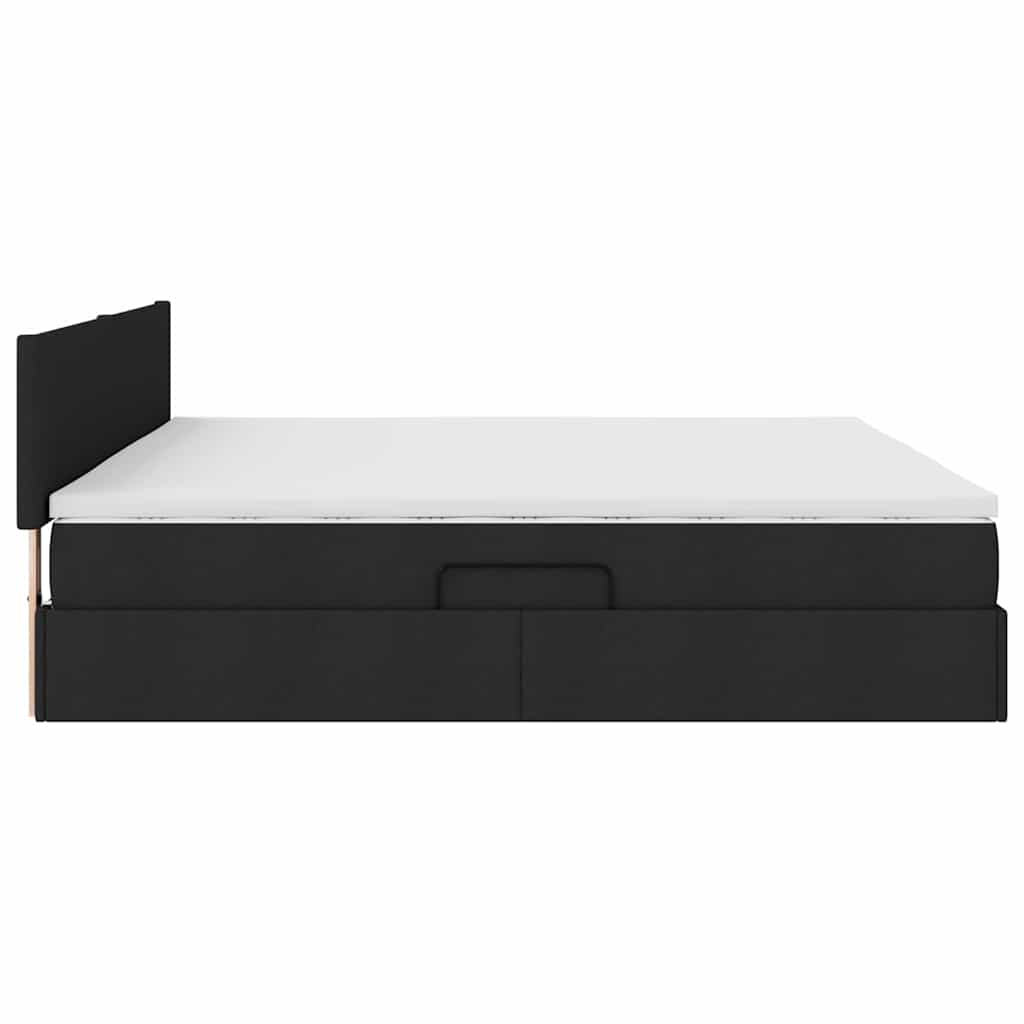 vidaXL LED Κρεβάτι αποθήκευσης με στρώμα Μαύρο 200 x 200 cm Ύφασμα