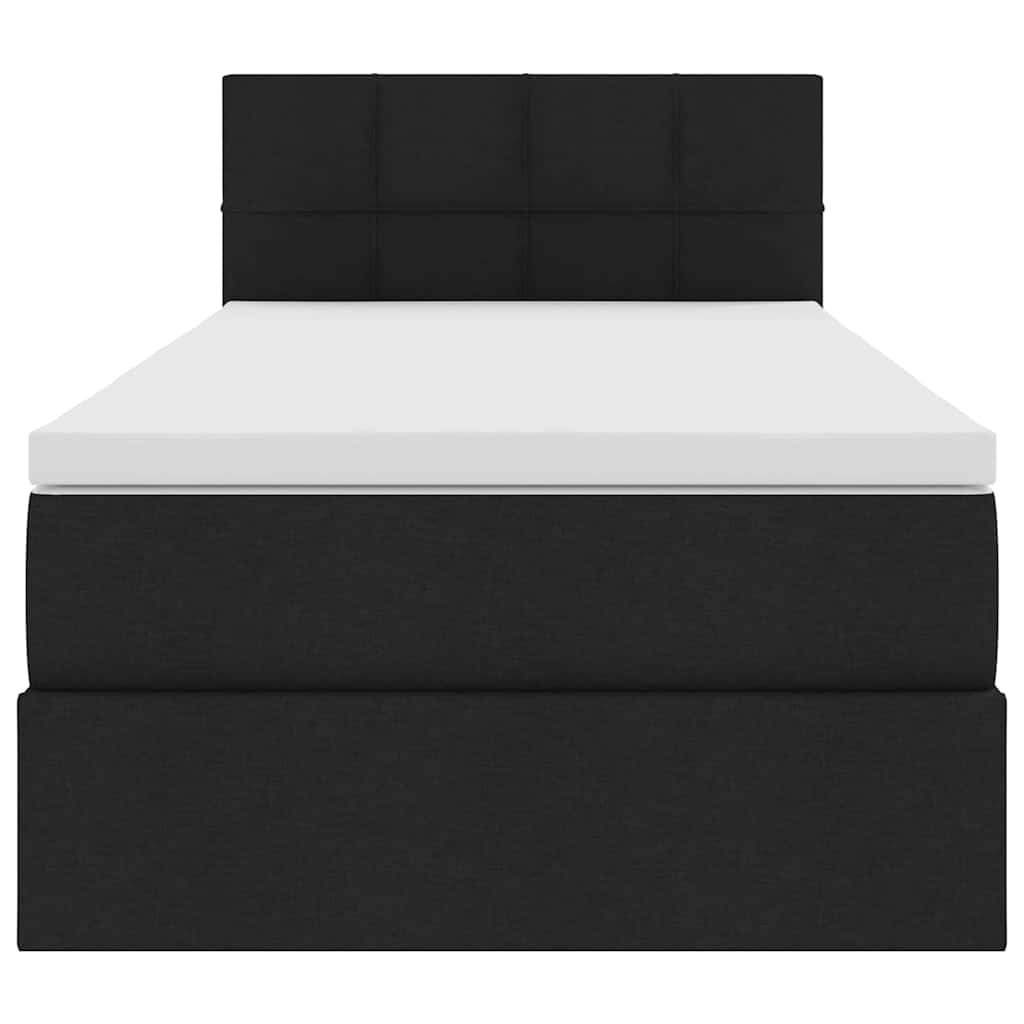 vidaXL LED Κρεβάτι αποθήκευσης με στρώμα Μαύρο 90 x 190 cm Ύφασμα