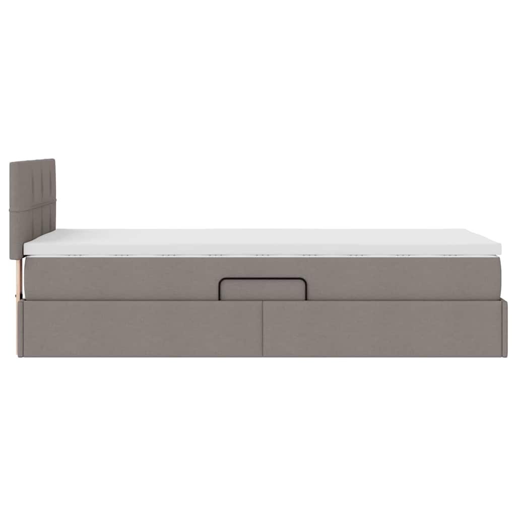 vidaXL LED Κρεβάτι αποθήκευσης με στρώμα Taupe 90 x 190 cm Ύφασμα