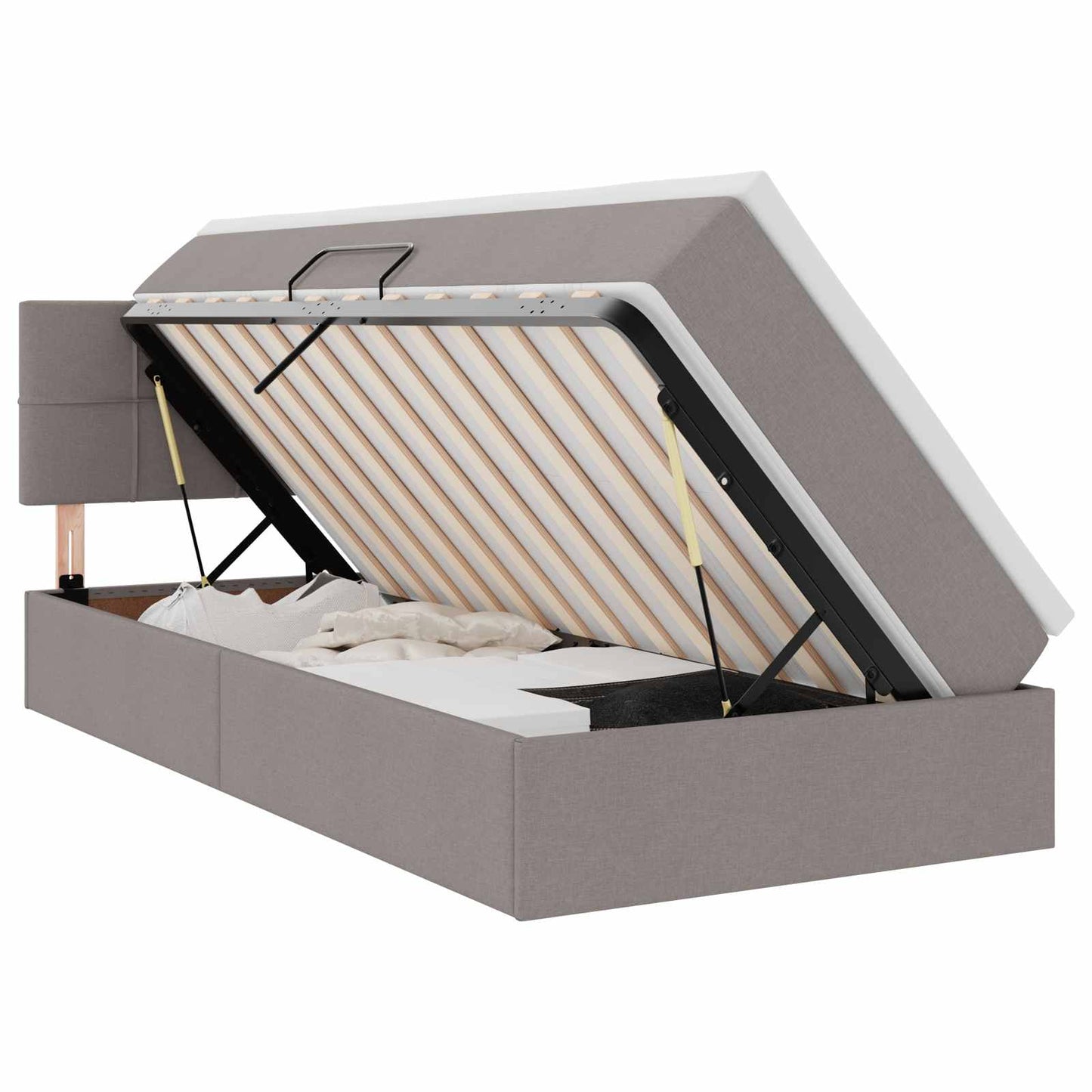 vidaXL LED Κρεβάτι αποθήκευσης με στρώμα Taupe 90 x 200 cm Ύφασμα