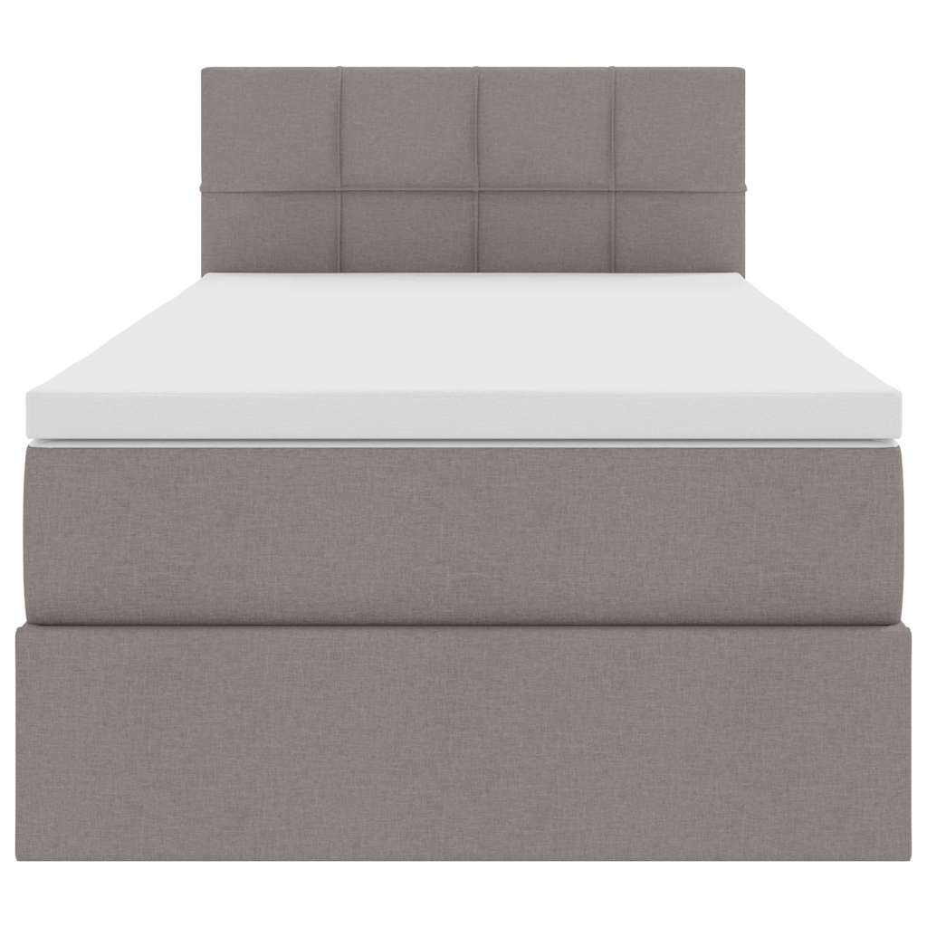 vidaXL LED Κρεβάτι αποθήκευσης με στρώμα Taupe 90 x 200 cm Ύφασμα