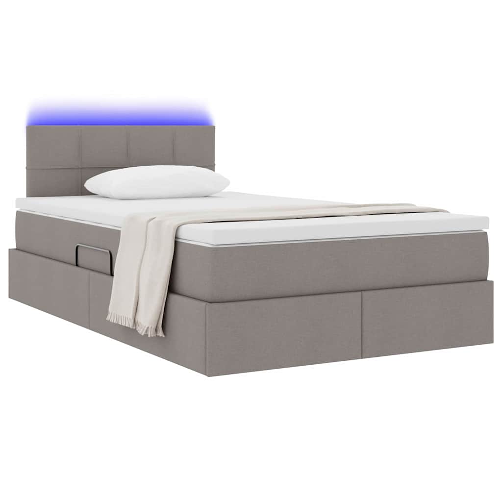vidaXL LED Κρεβάτι αποθήκευσης με στρώμα Taupe 120 x 200 cm Ύφασμα