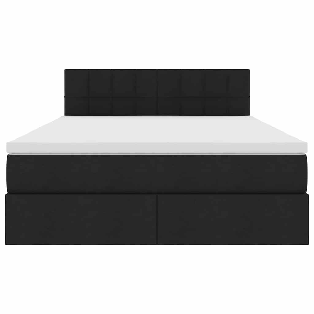vidaXL LED Κρεβάτι αποθήκευσης με στρώμα Μαύρο 140 x 200 cm Ύφασμα