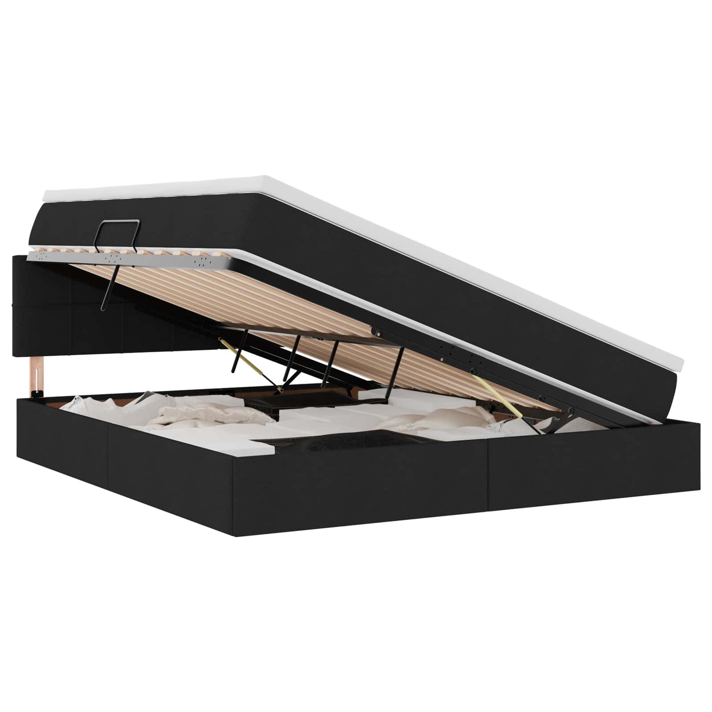 vidaXL LED Κρεβάτι αποθήκευσης με στρώμα Μαύρο 160 x 200 cm Ύφασμα