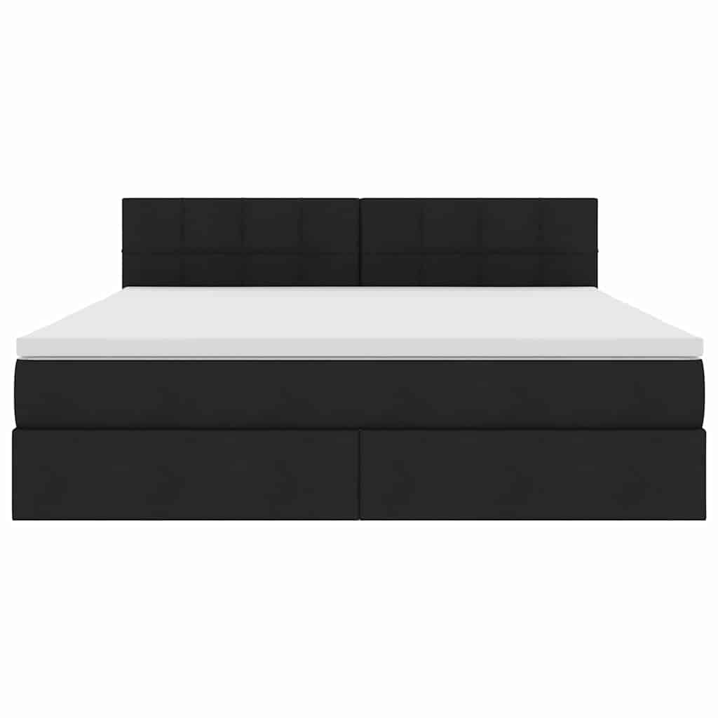 vidaXL LED Κρεβάτι αποθήκευσης με στρώμα Μαύρο 160 x 200 cm Ύφασμα