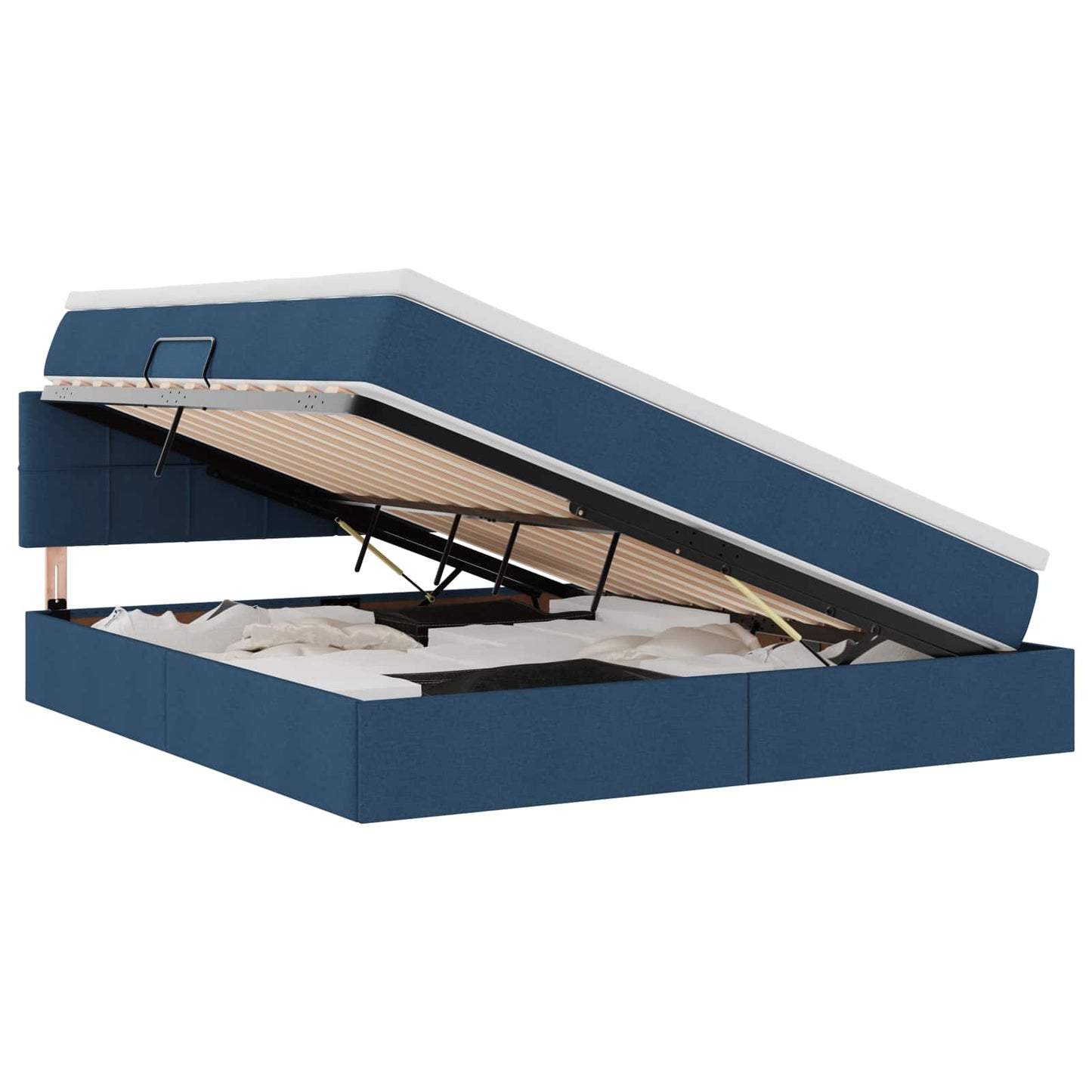 vidaXL LED Κρεβάτι αποθήκευσης με στρώμα Μπλε 180 x 200 cm Ύφασμα
