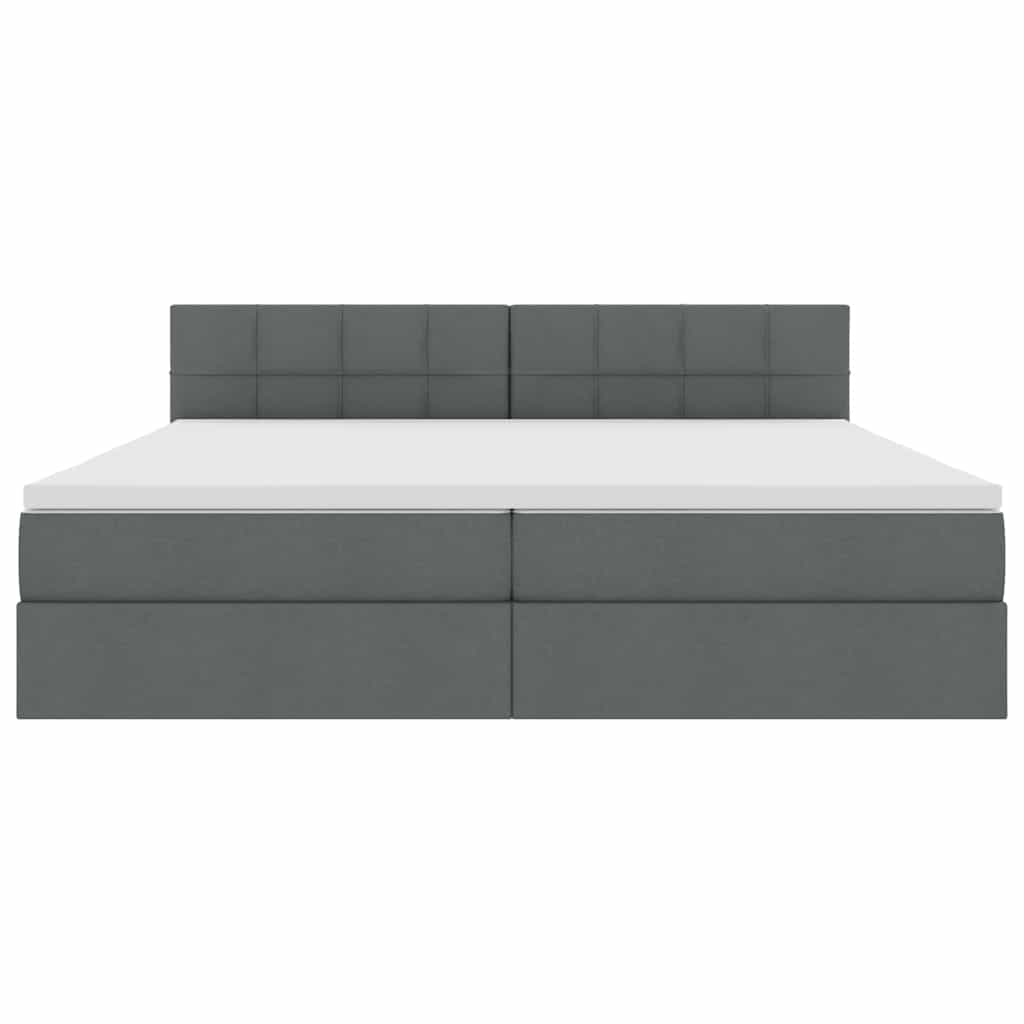 vidaXL LED Κρεβάτι αποθήκευσης με στρώμα Σκούρο Γκρι 200 x 200 cm