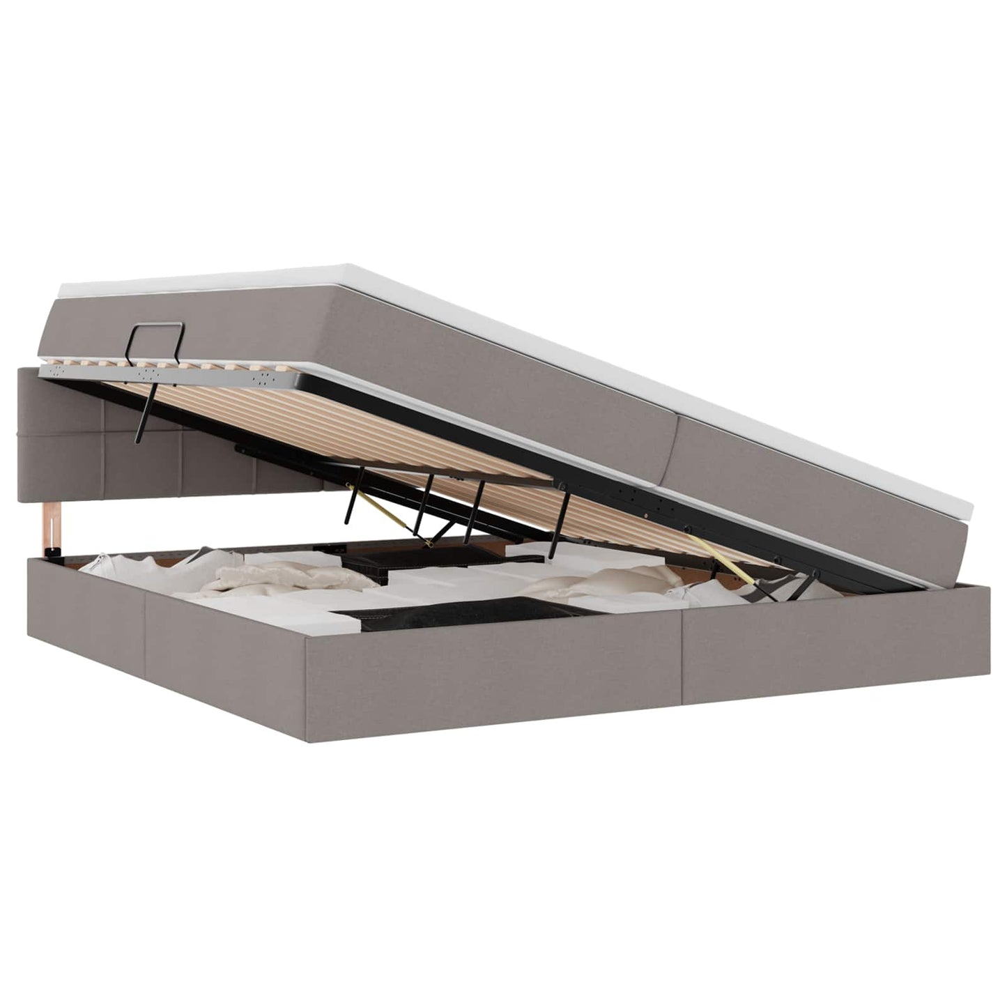 vidaXL LED Κρεβάτι αποθήκευσης με στρώμα Taupe 200 x 200 cm Ύφασμα