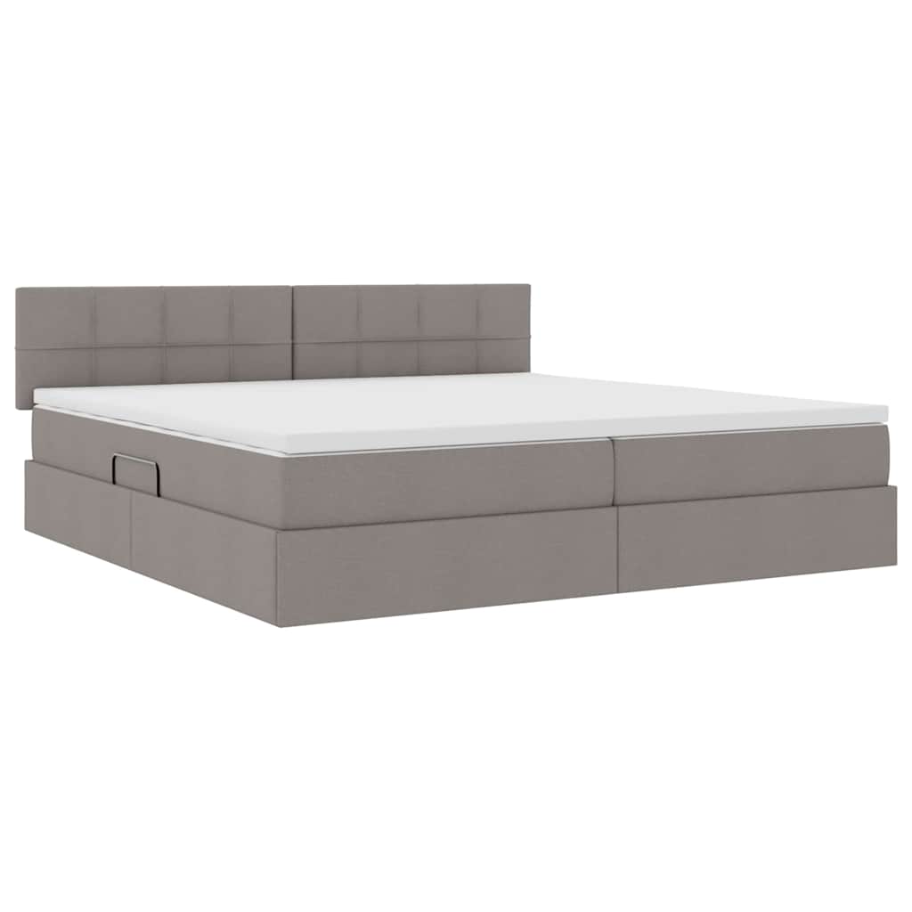 vidaXL LED Κρεβάτι αποθήκευσης με στρώμα Taupe 200 x 200 cm Ύφασμα