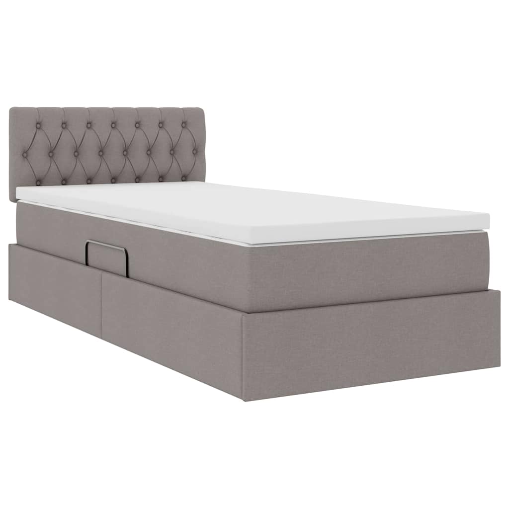 vidaXL LED Κρεβάτι αποθήκευσης με στρώμα Taupe 90 x 190 cm Ύφασμα