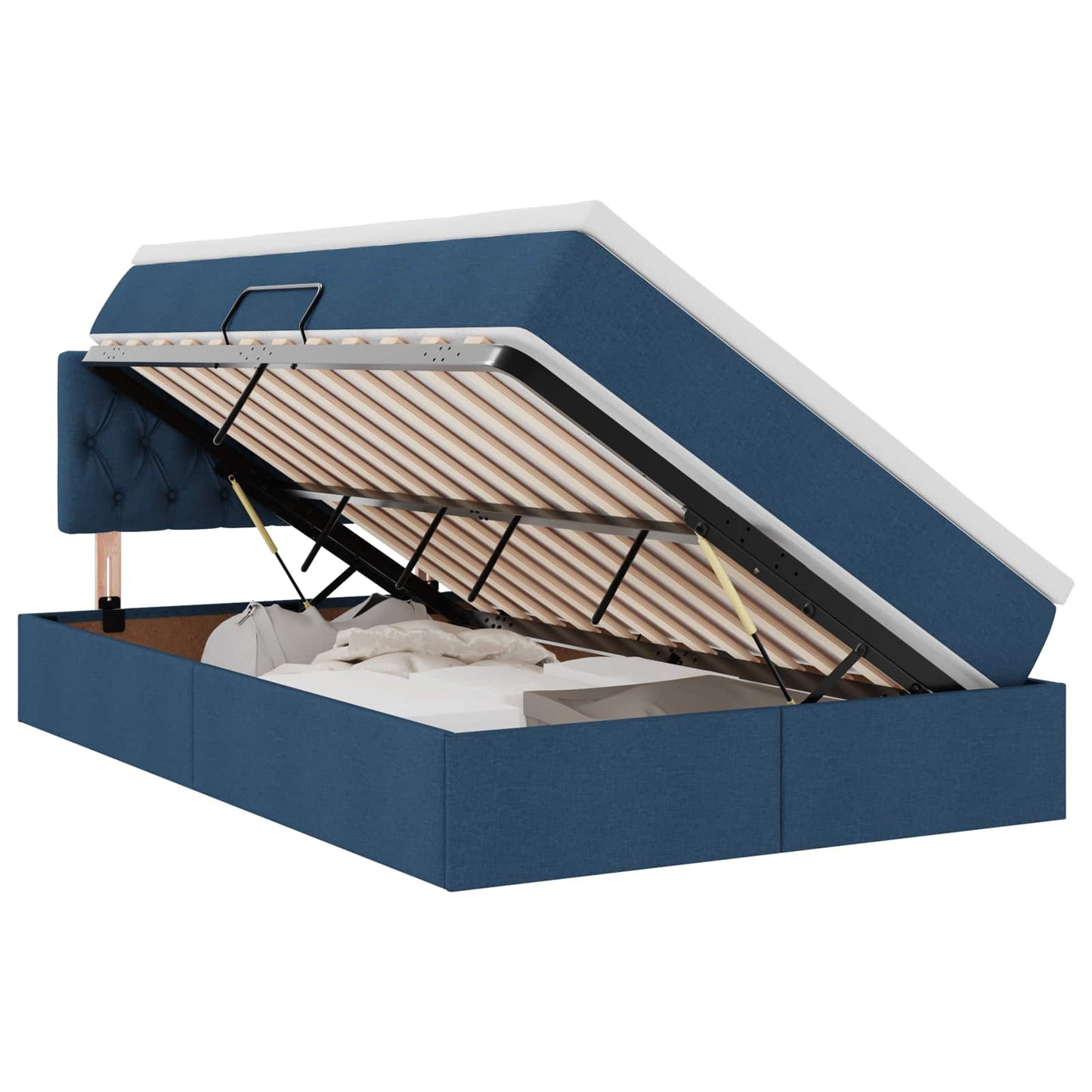 vidaXL LED Κρεβάτι αποθήκευσης με στρώμα Μπλε 120 x 190 cm Ύφασμα