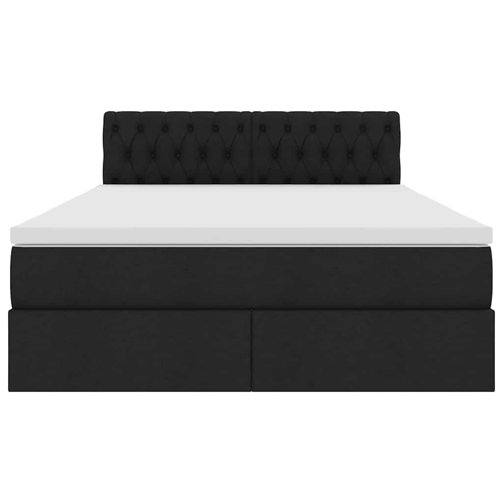 vidaXL LED Κρεβάτι αποθήκευσης με στρώμα Μαύρο 140 x 200 cm Ύφασμα