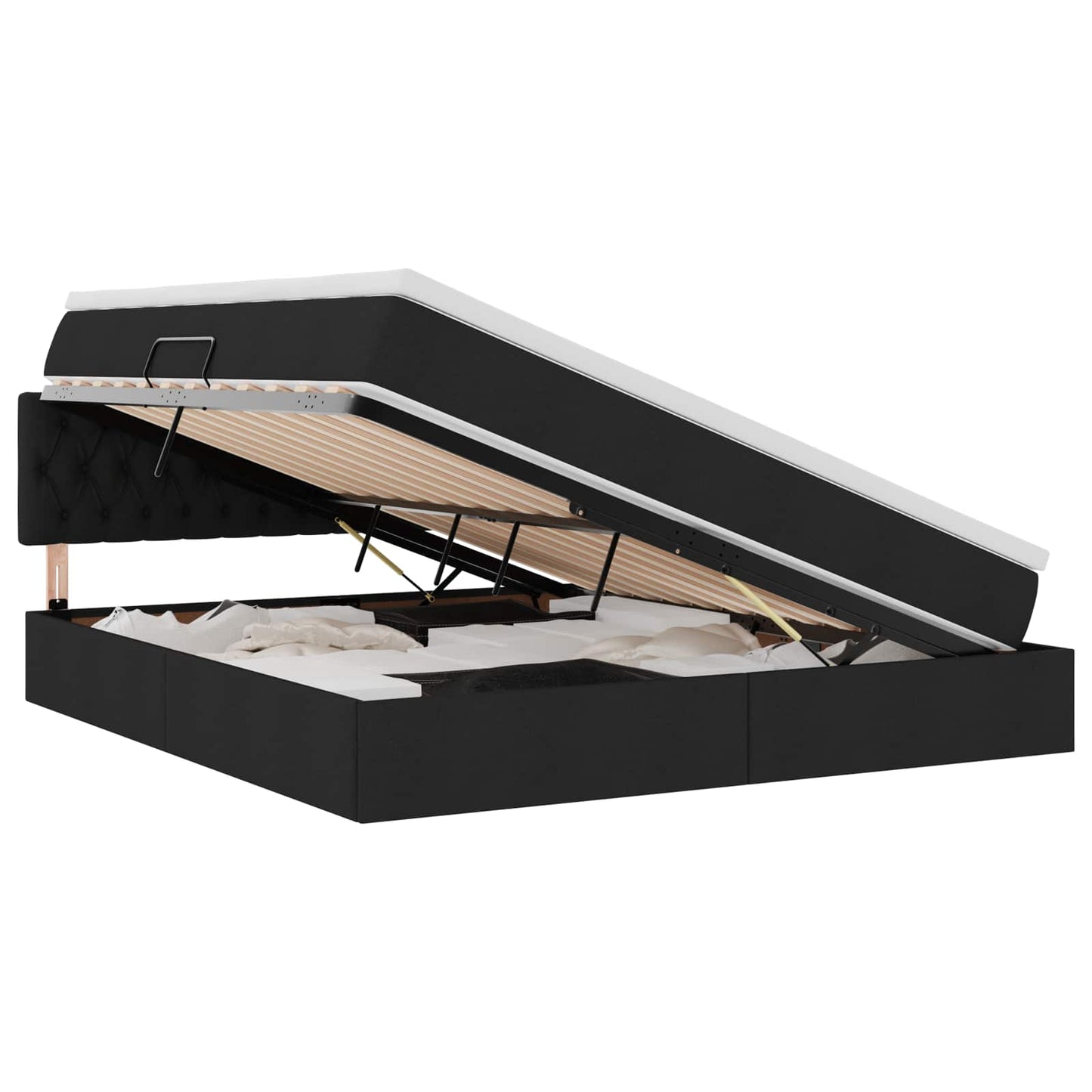 vidaXL LED Κρεβάτι αποθήκευσης με στρώμα Μαύρο 160 x 200 cm Ύφασμα