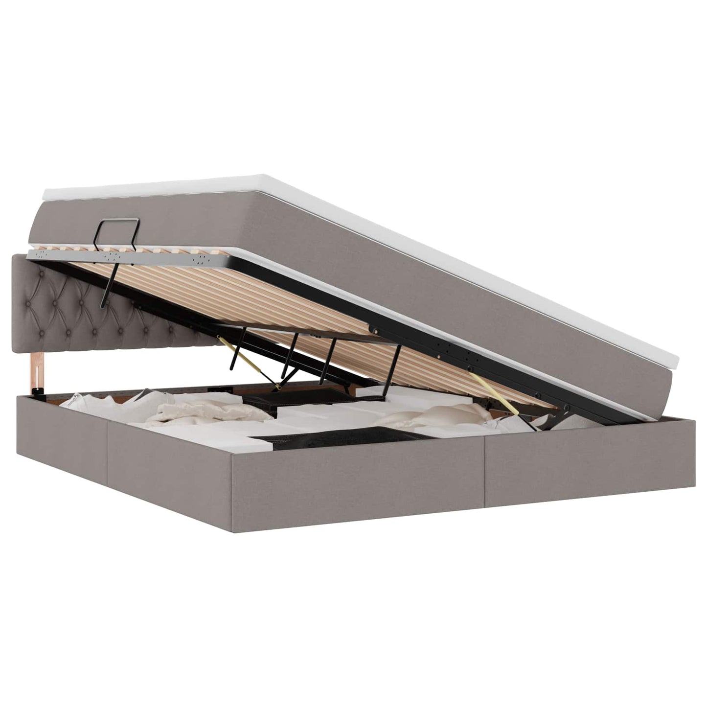 vidaXL LED Κρεβάτι αποθήκευσης με στρώμα Taupe 160 x 200 cm Ύφασμα