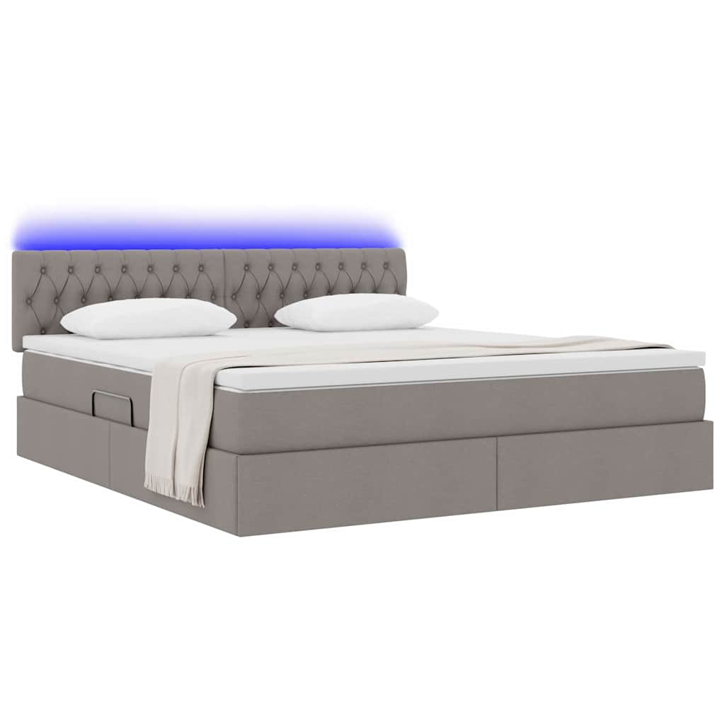 vidaXL LED Κρεβάτι αποθήκευσης με στρώμα Taupe 160 x 200 cm Ύφασμα