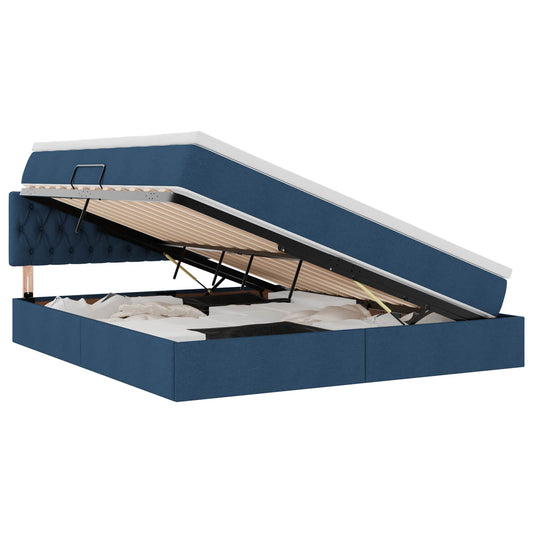 vidaXL LED Κρεβάτι αποθήκευσης με στρώμα Μπλε 160 x 200 cm Ύφασμα