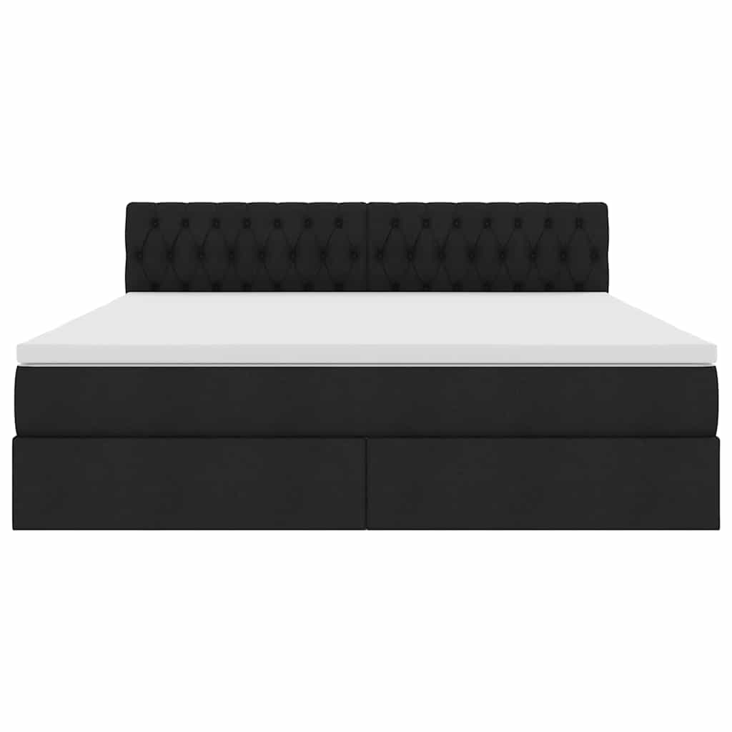 vidaXL LED Κρεβάτι αποθήκευσης με στρώμα Μαύρο 180 x 200 cm Ύφασμα