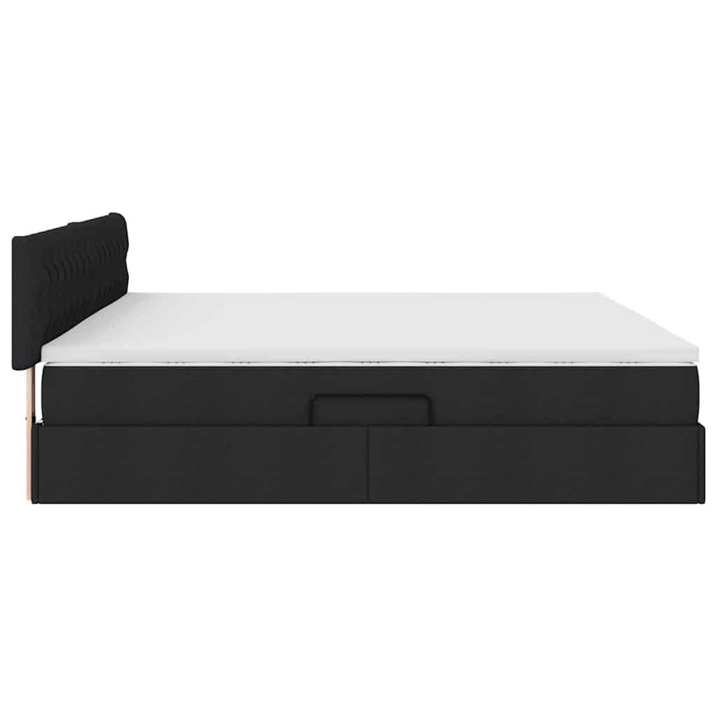 vidaXL LED Κρεβάτι αποθήκευσης με στρώμα Μαύρο 200 x 200 cm Ύφασμα