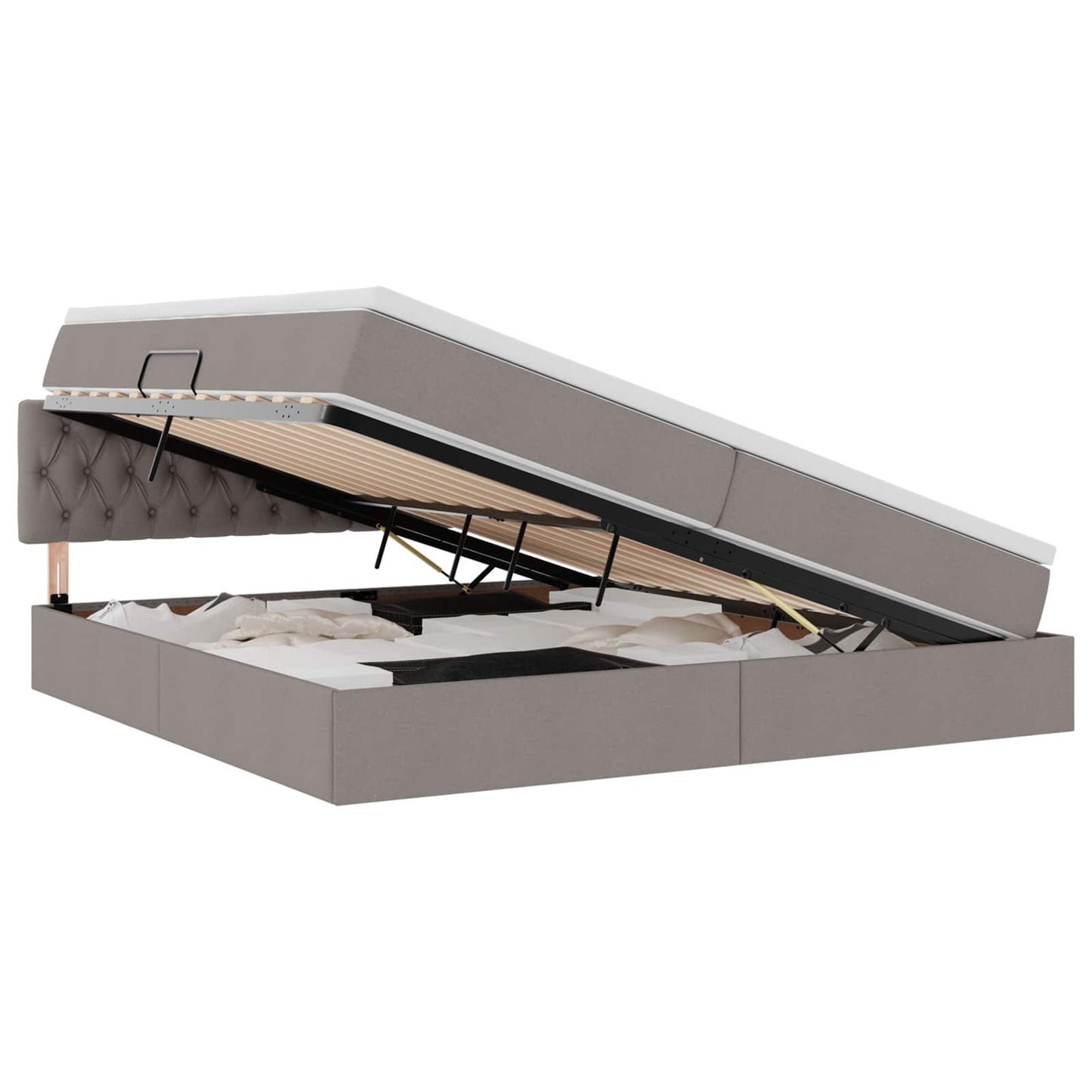 vidaXL LED Κρεβάτι αποθήκευσης με στρώμα Taupe 200 x 200 cm Ύφασμα