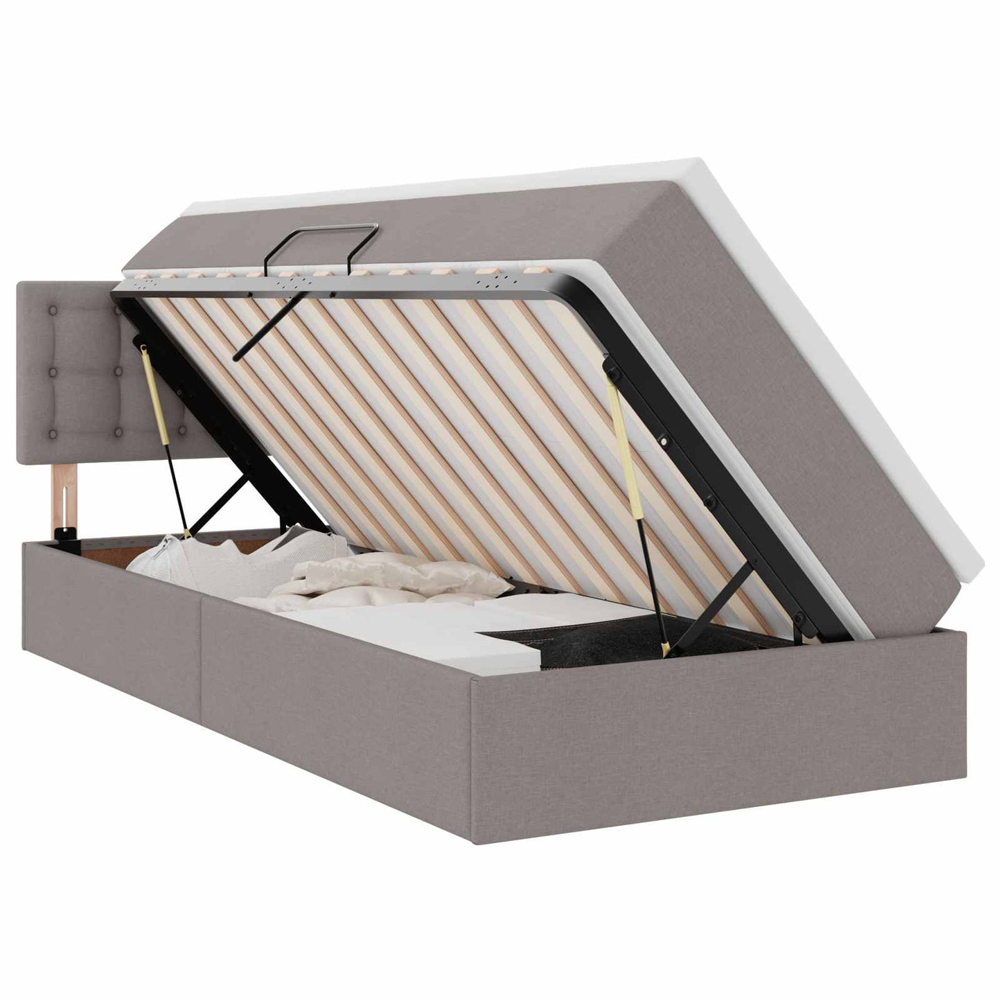 vidaXL LED Κρεβάτι αποθήκευσης με στρώμα Taupe 90 x 190 cm Ύφασμα