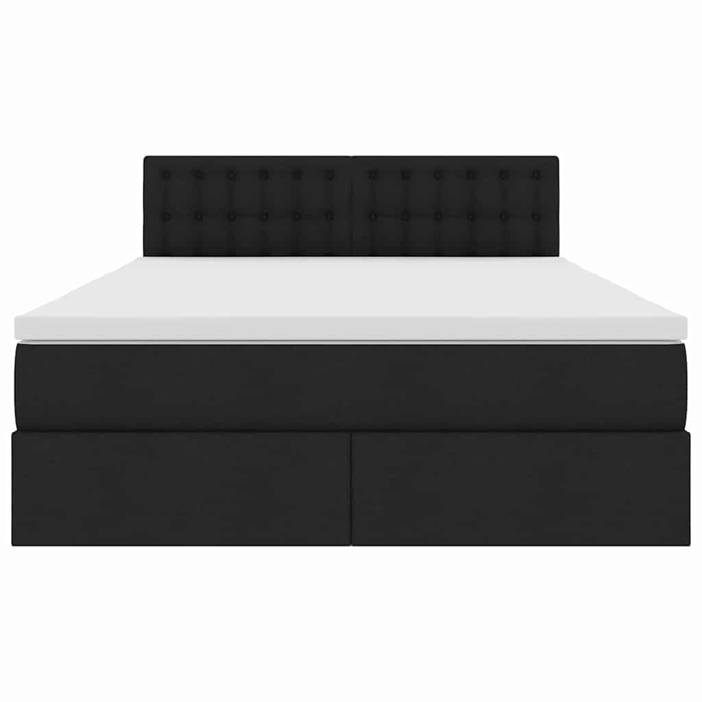 vidaXL LED Κρεβάτι αποθήκευσης με στρώμα Μαύρο 140 x 200 cm Ύφασμα
