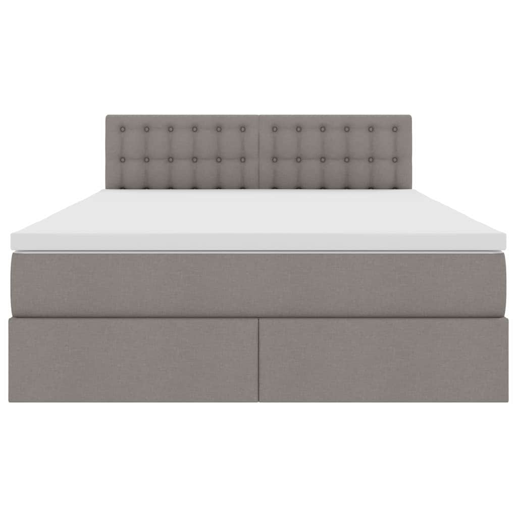vidaXL LED Κρεβάτι αποθήκευσης με στρώμα Taupe 140 x 200 cm Ύφασμα