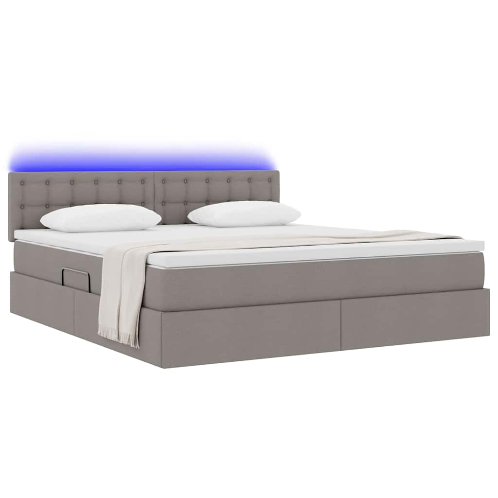 vidaXL LED Κρεβάτι αποθήκευσης με στρώμα Taupe 160 x 200 cm Ύφασμα